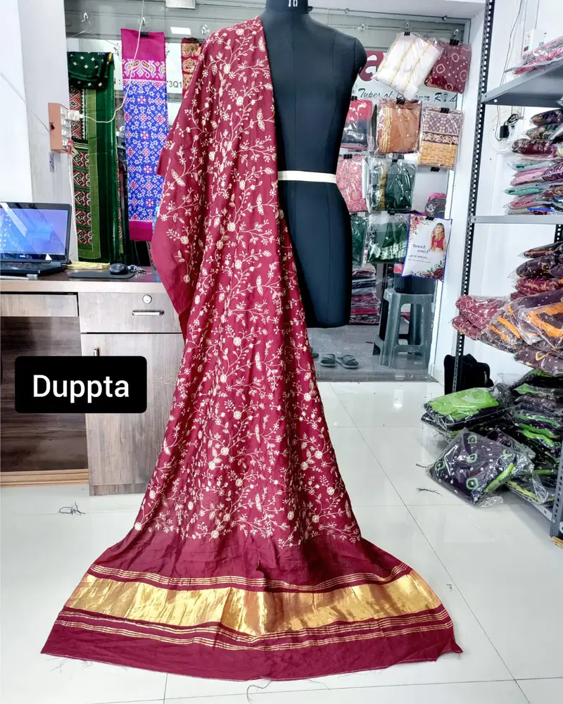 Lagadi Patta Work Chandery Silk Designer Dupatta Wholesale Online